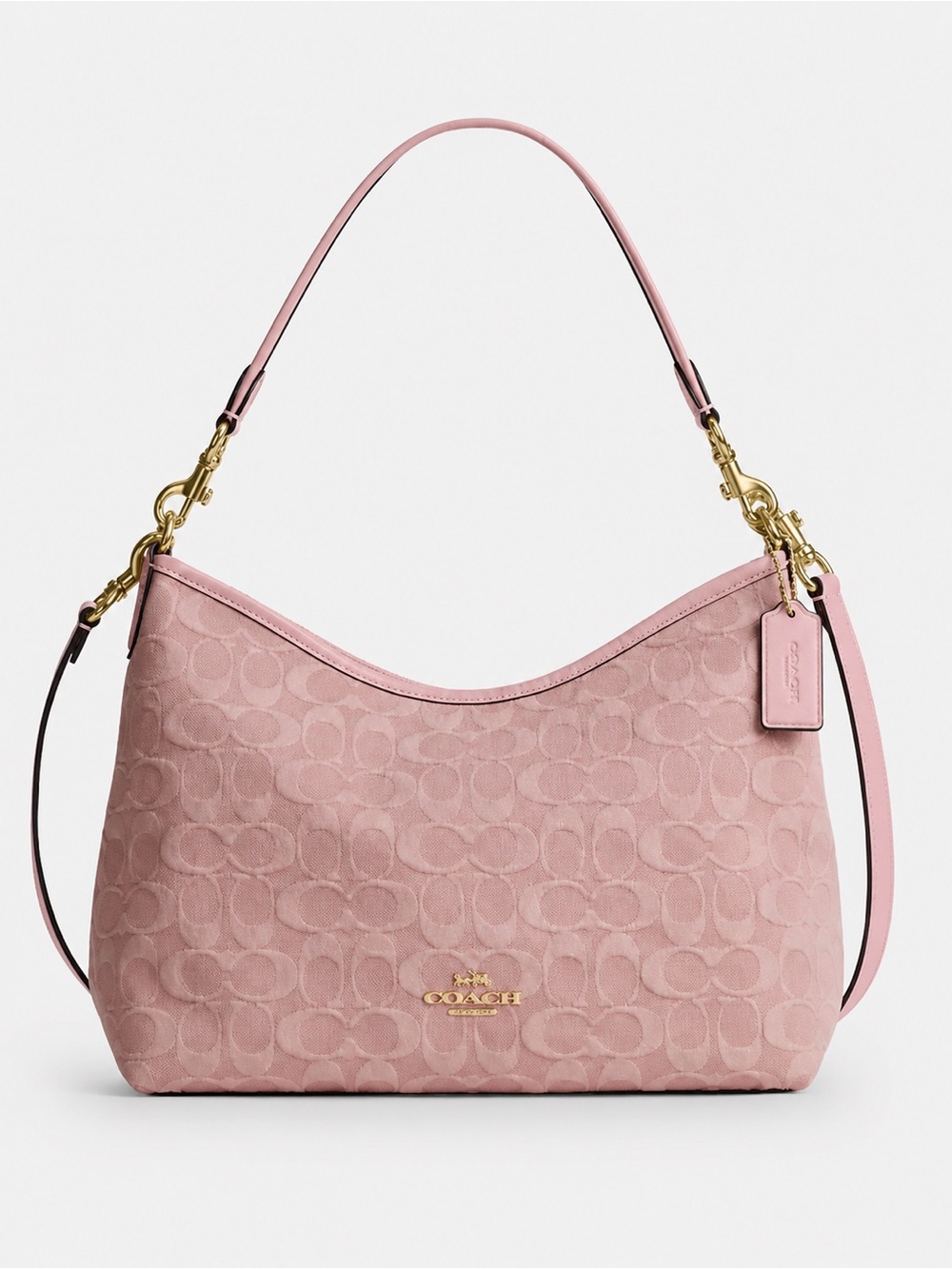 🌸NWT Coach Pink Denim Signature Laurel #CER66🌸
